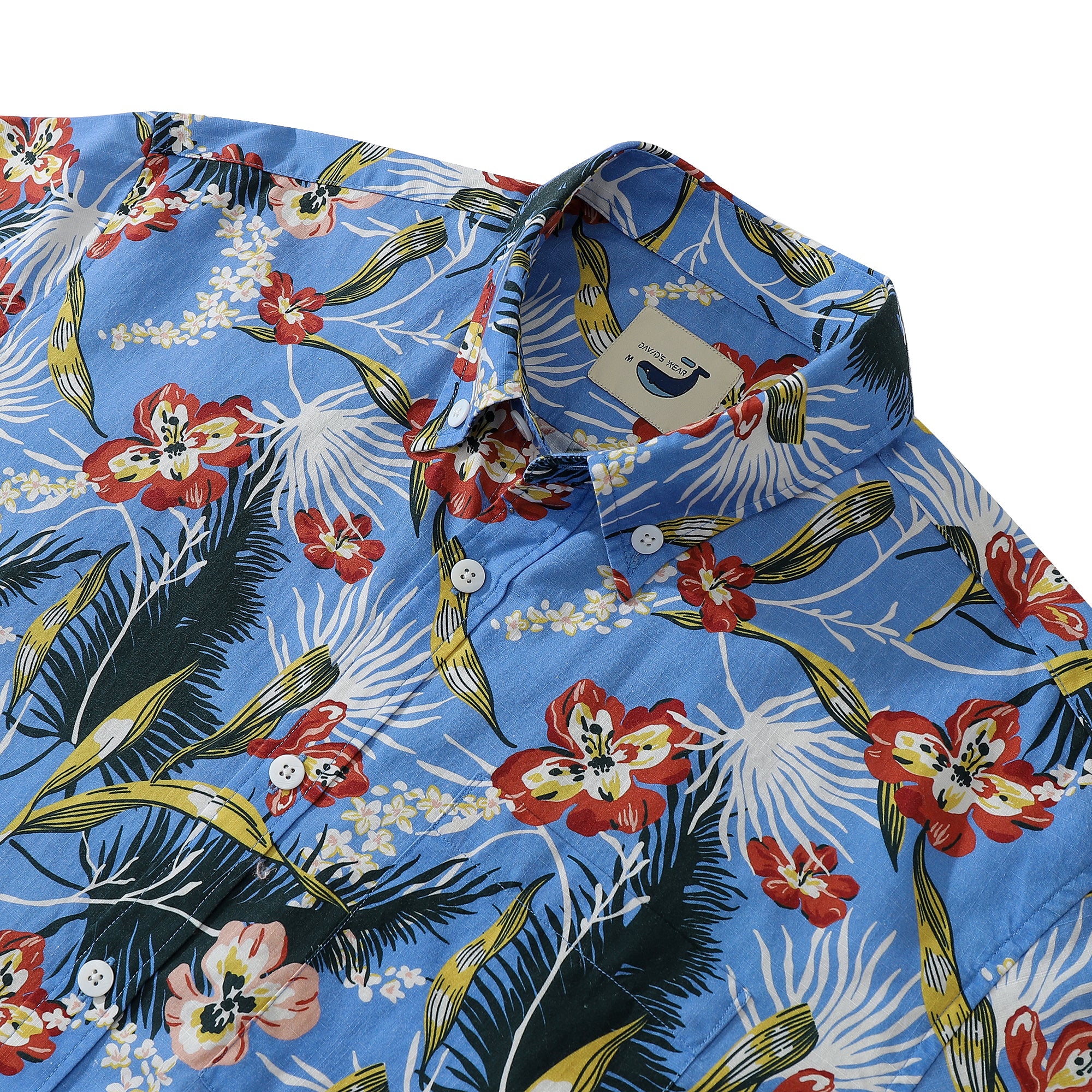 Print-matched Front Placket Hand-painted Tropical Floral Button-down Shirt